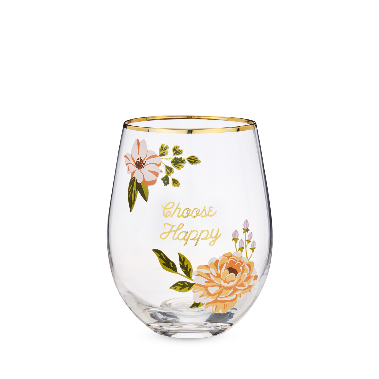 Choose Happy Stemless Wine Glass by Twine®