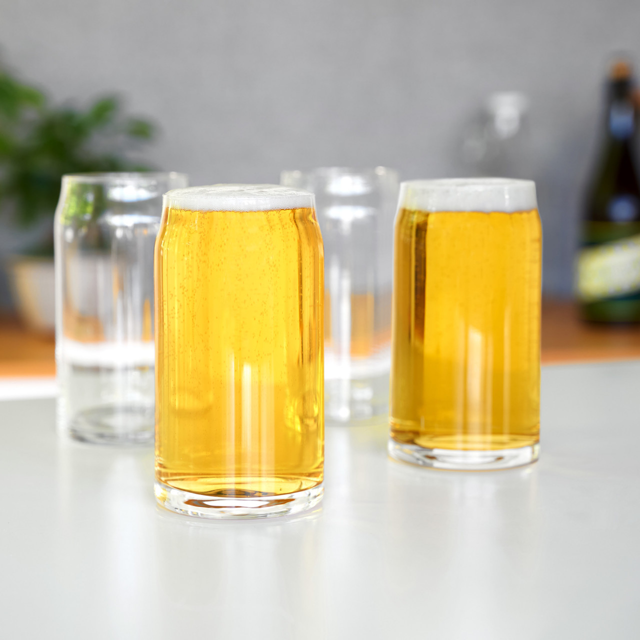 Beer Can Pint Glasses, Set of 4 by True