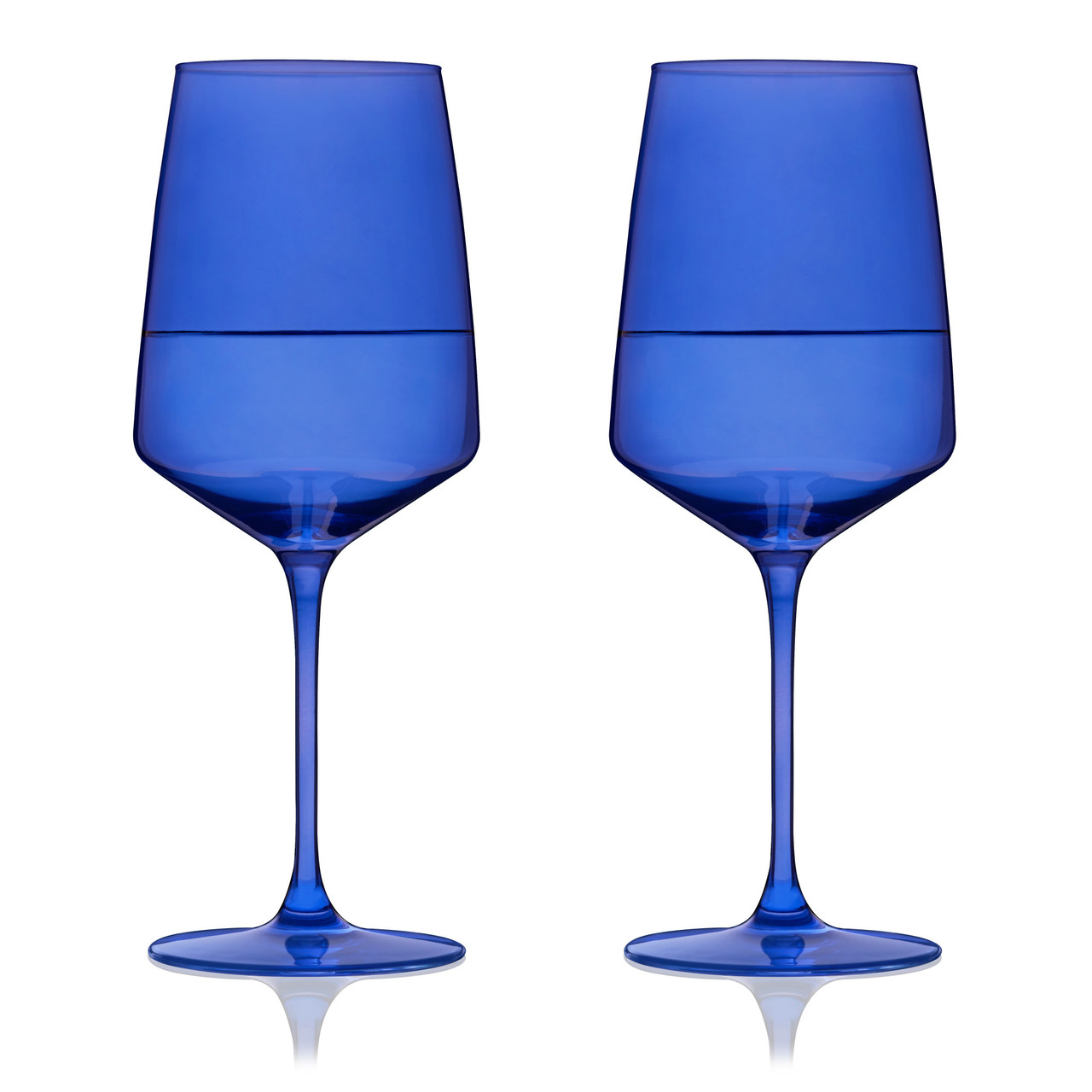 Reserve Nouveau Crystal Wine Glasses in Cobalt By Viski (set