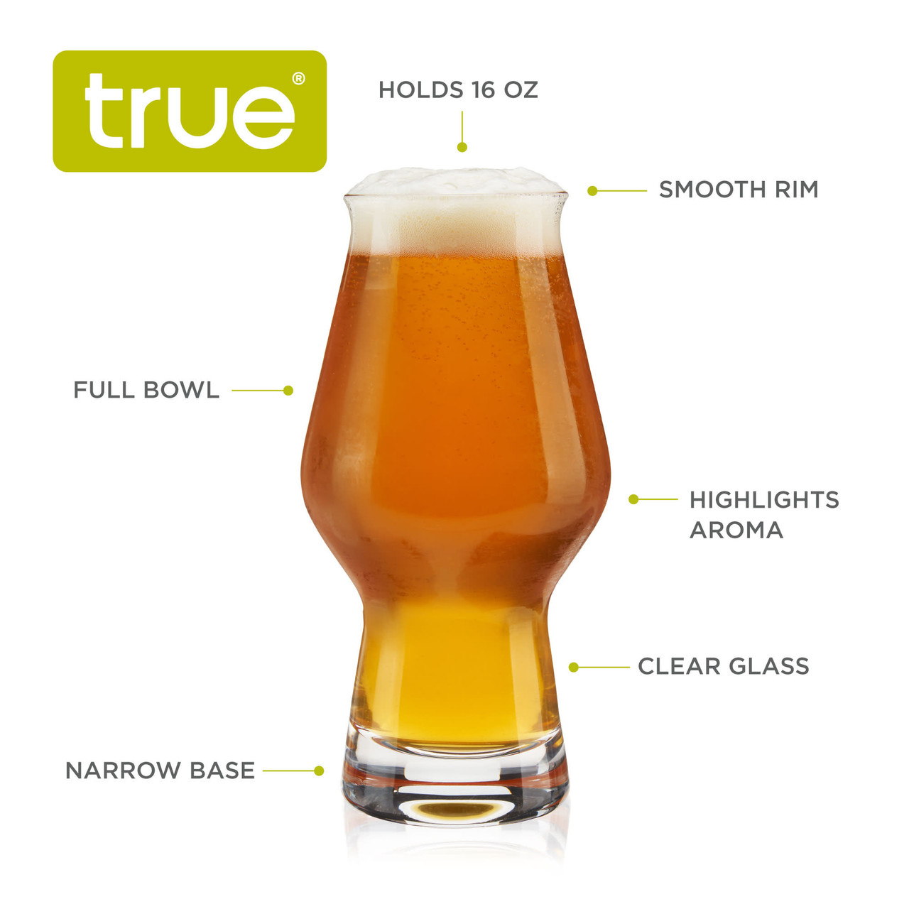 IPA Beer Glasses, Set of 4 by True