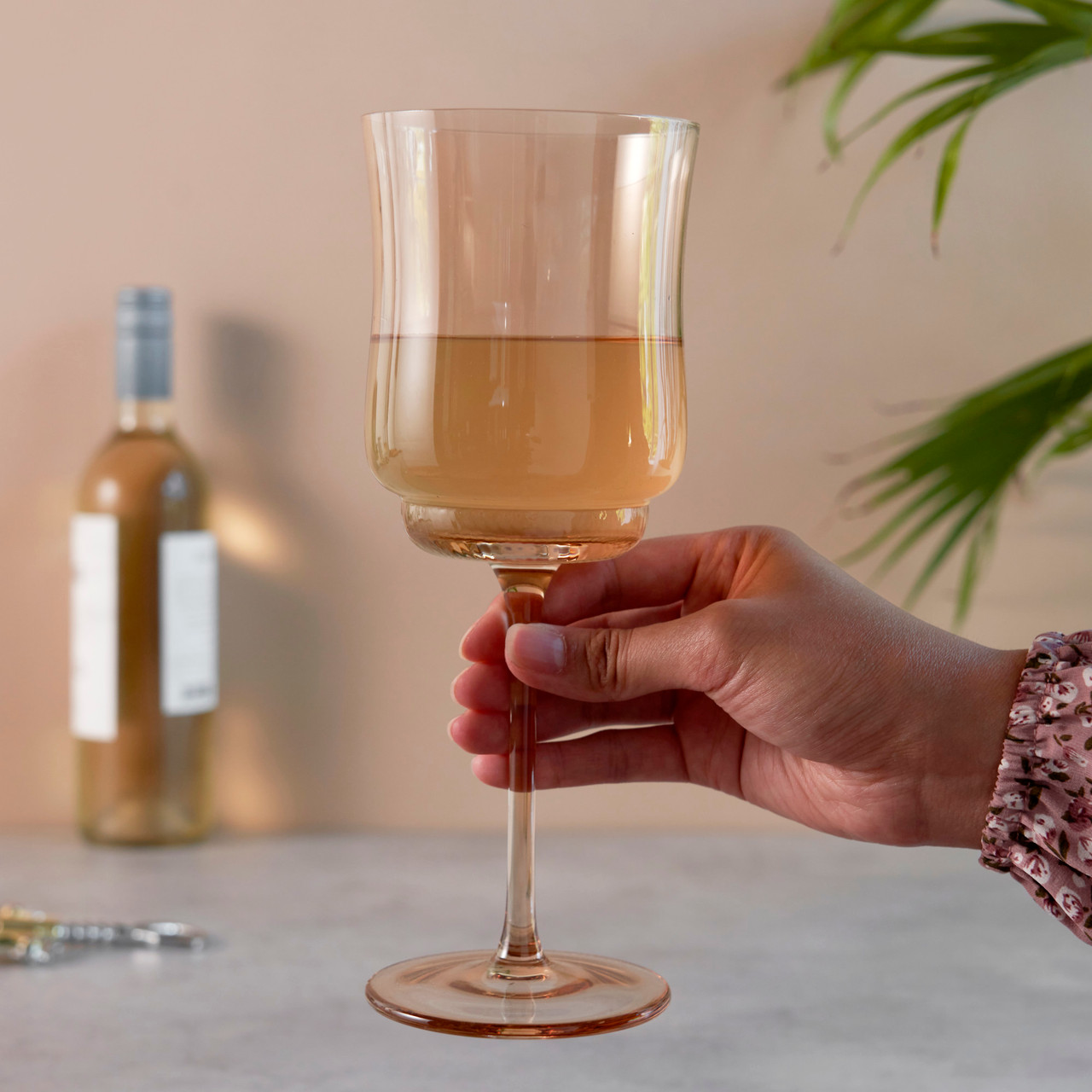 Tulip Stemmed Wine Glass in Amber by Twine Living