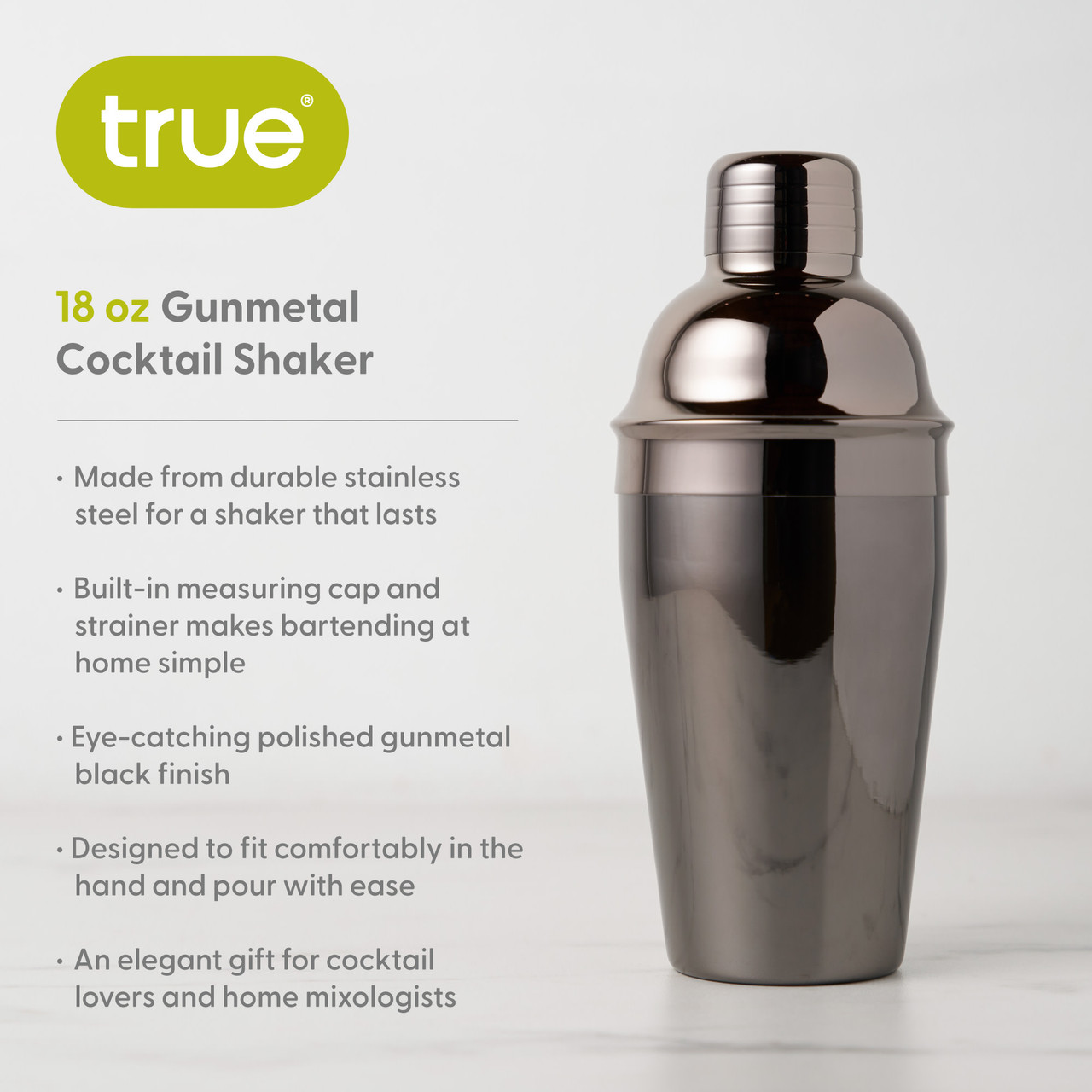 18oz Gunmetal Shaker by True