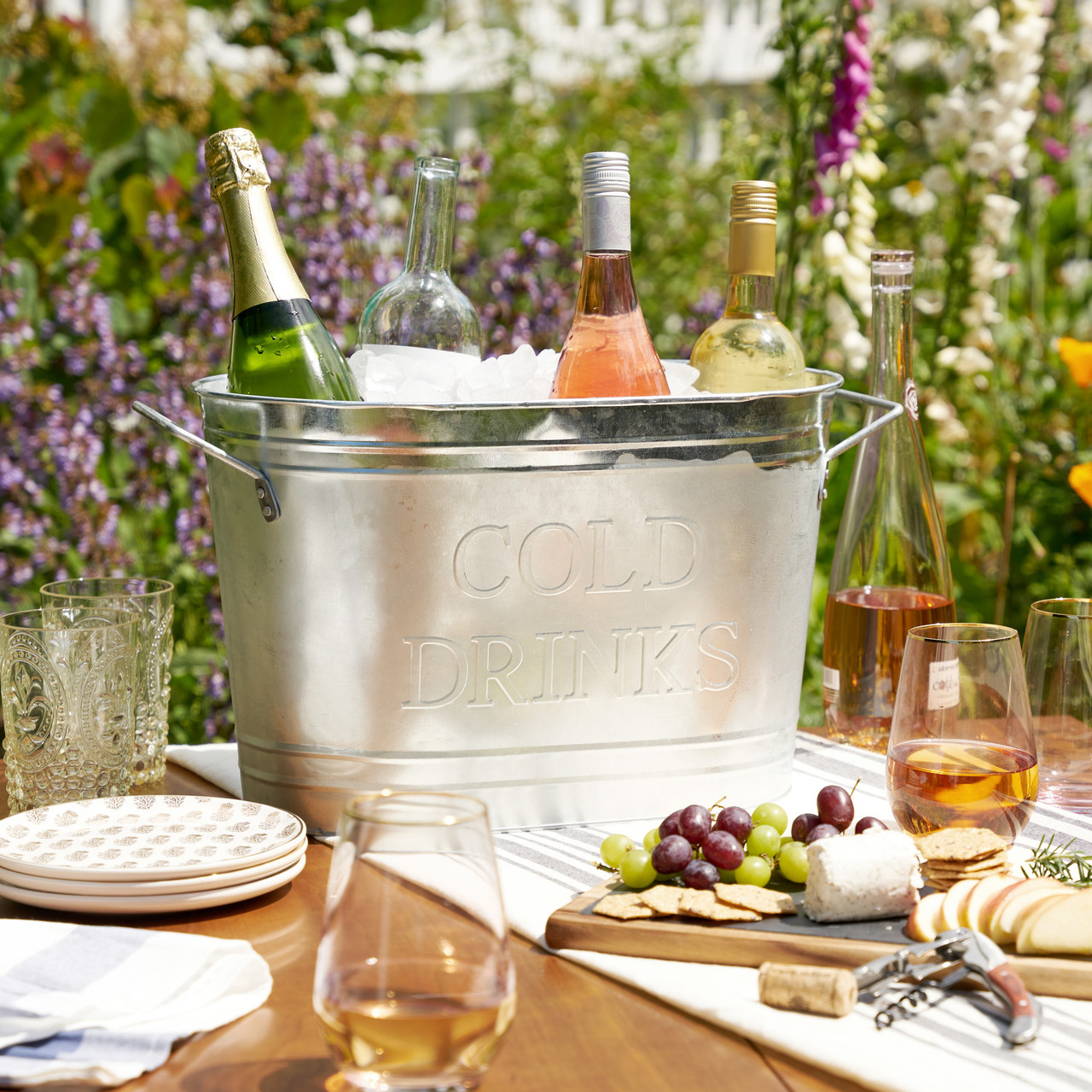 Cold Drinks Galvanized Metal Tub by Twine®