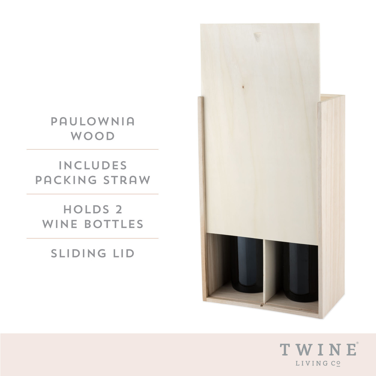 2-Bottle Paulownia Wood Wine Box by Twine®