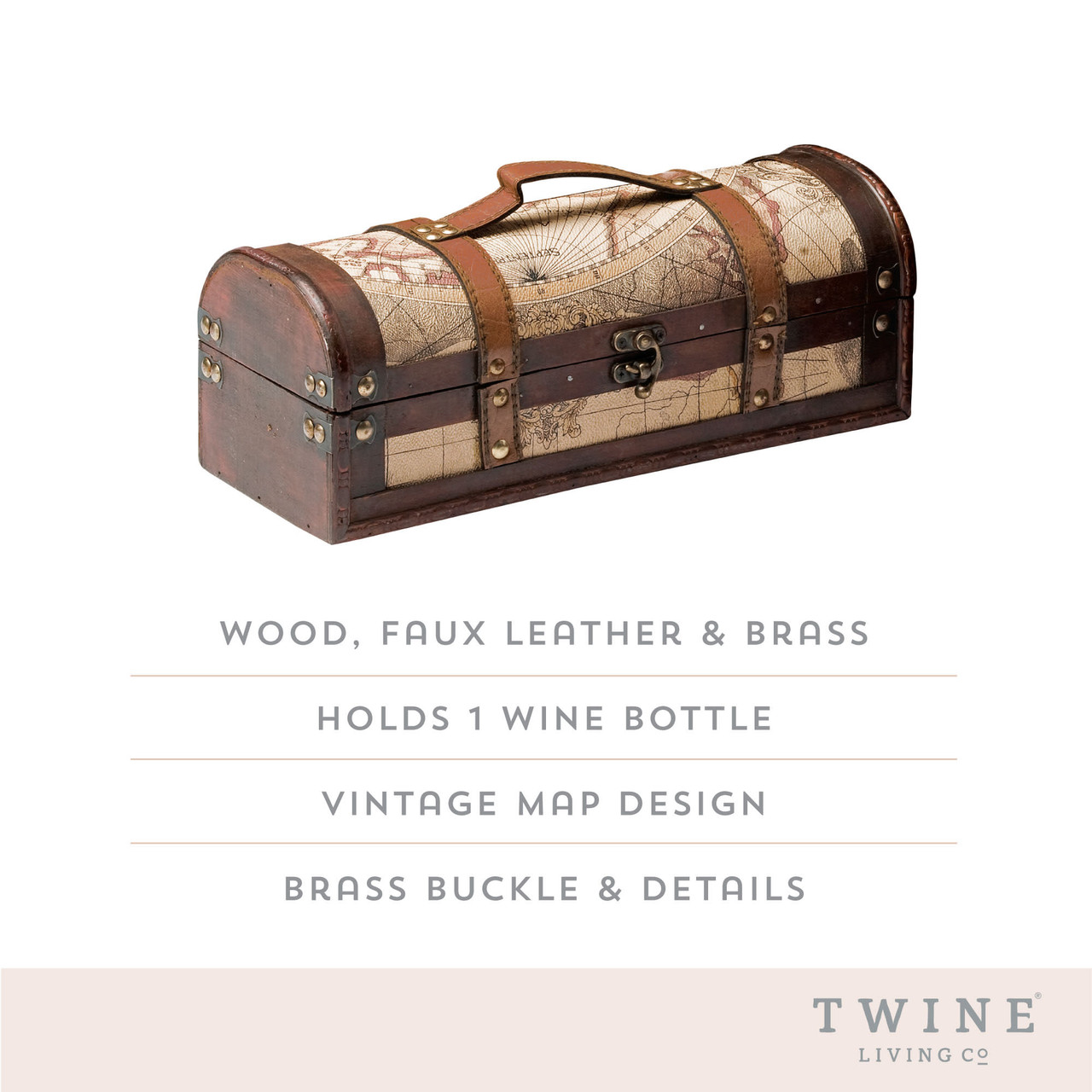 1 Bottle Old World Wooden Wine Box by Twine®