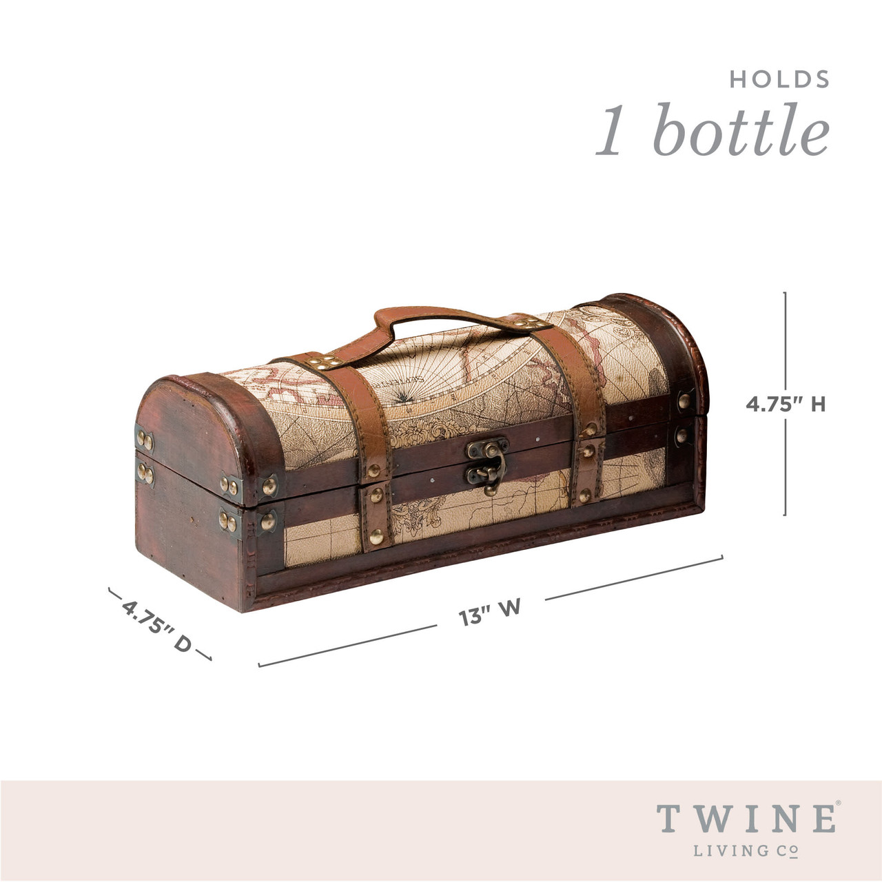 1 Bottle Old World Wooden Wine Box by Twine®