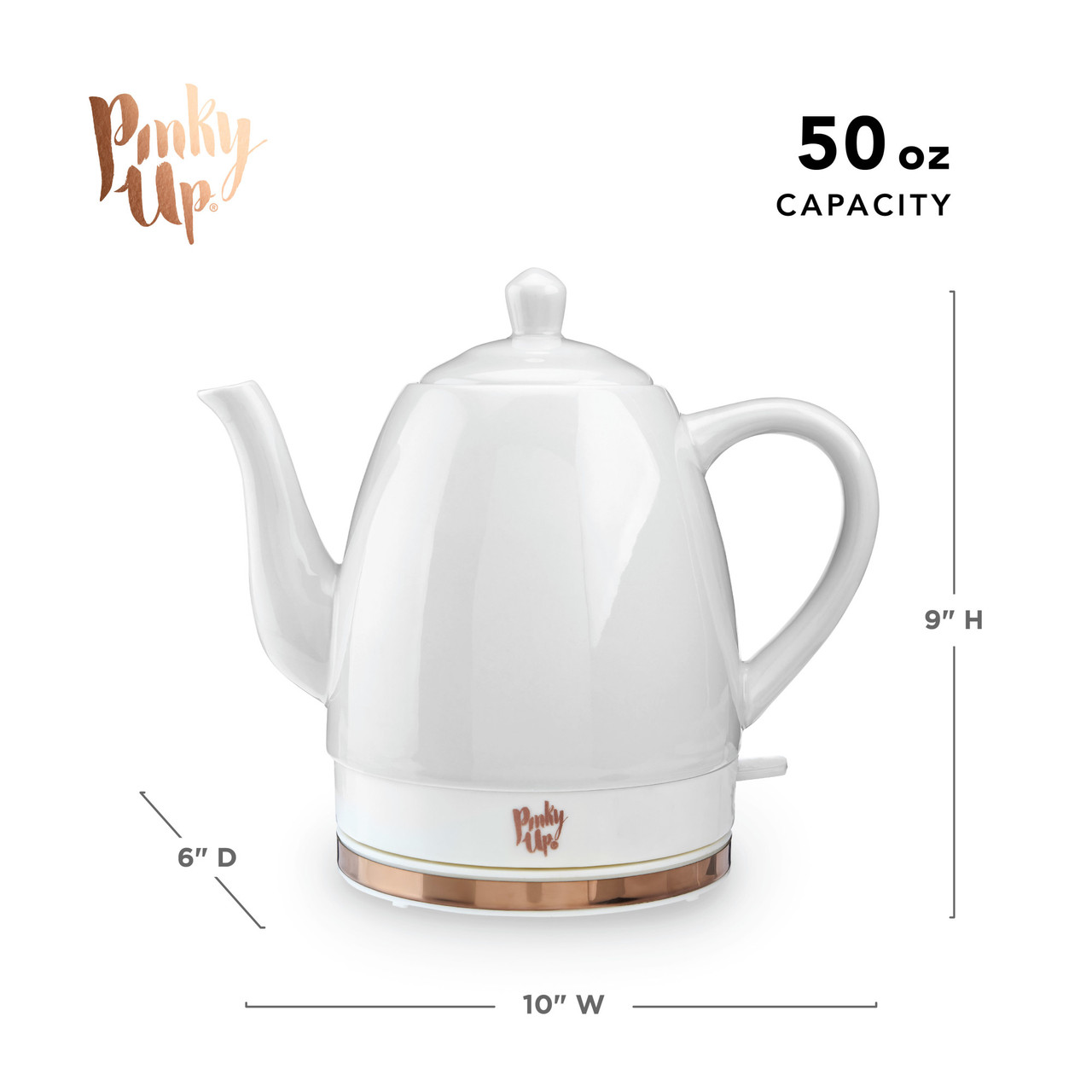 Noelle Grey Ceramic Electric Tea Kettle by Pinky Up®