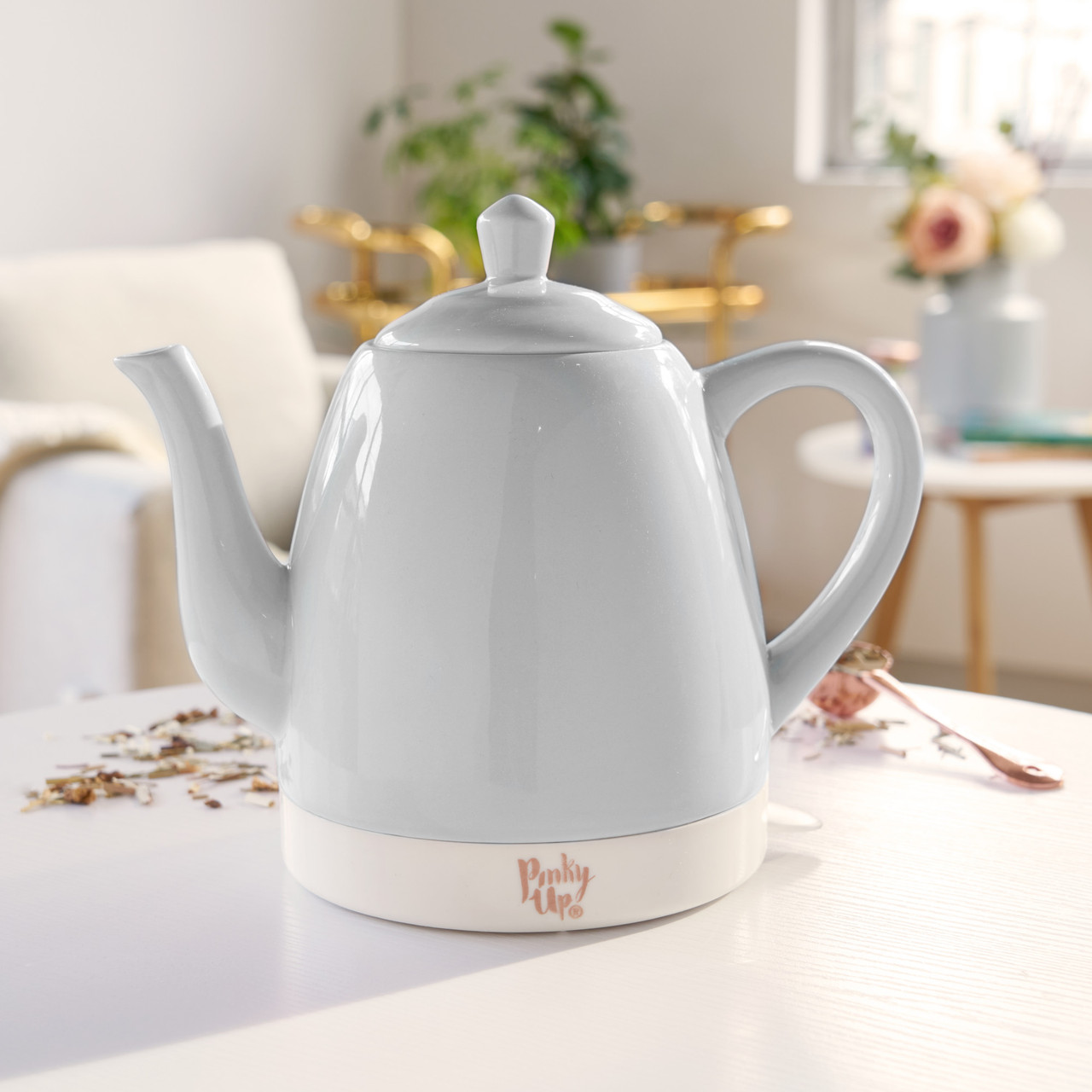 Noelle Grey Ceramic Electric Tea Kettle by Pinky Up®