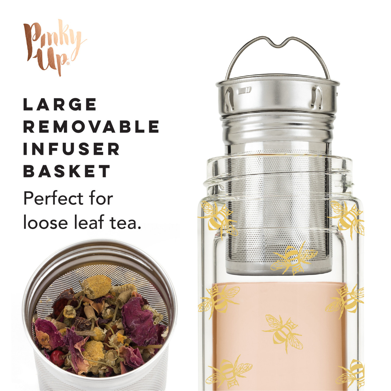 Blair Bee Glass Travel Infuser Mug by Pinky Up®