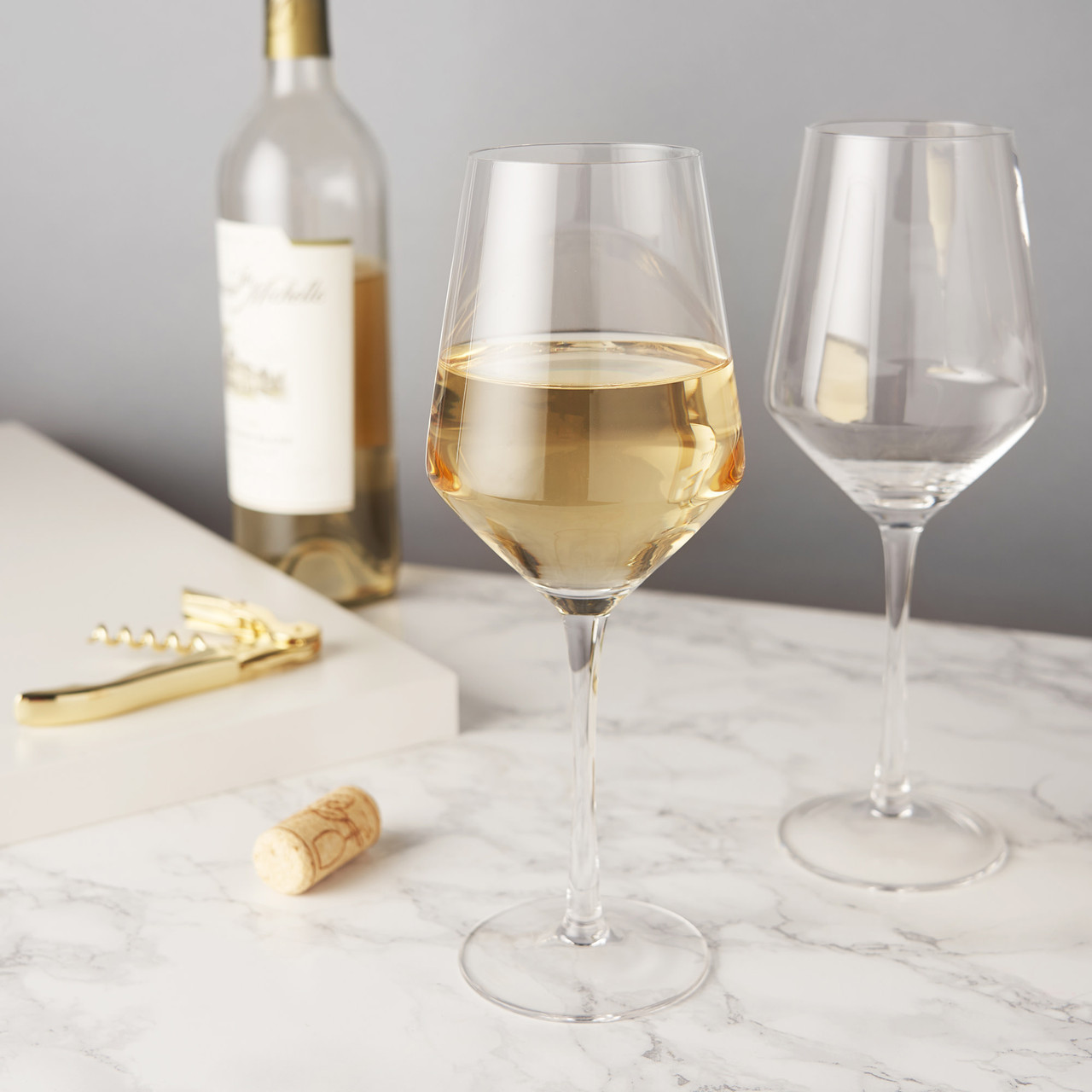 Angled Crystal Chardonnay Glasses (Set of 6) by Viski