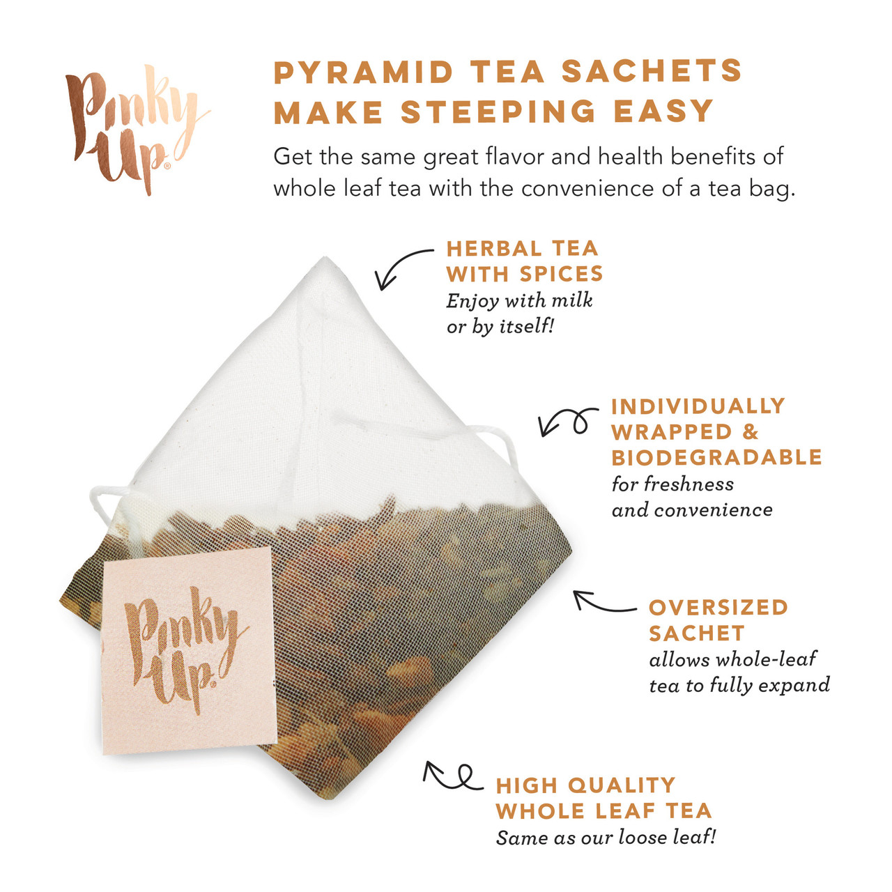 Cinnamon Bun Pyramid Tea Sachets by Pinky Up