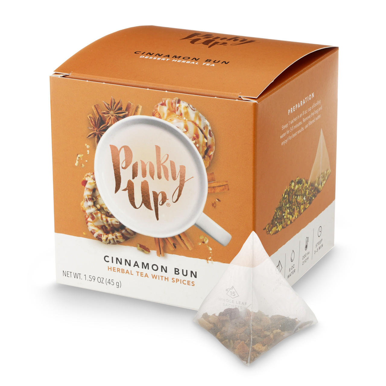 Cinnamon Bun Pyramid Tea Sachets by Pinky Up