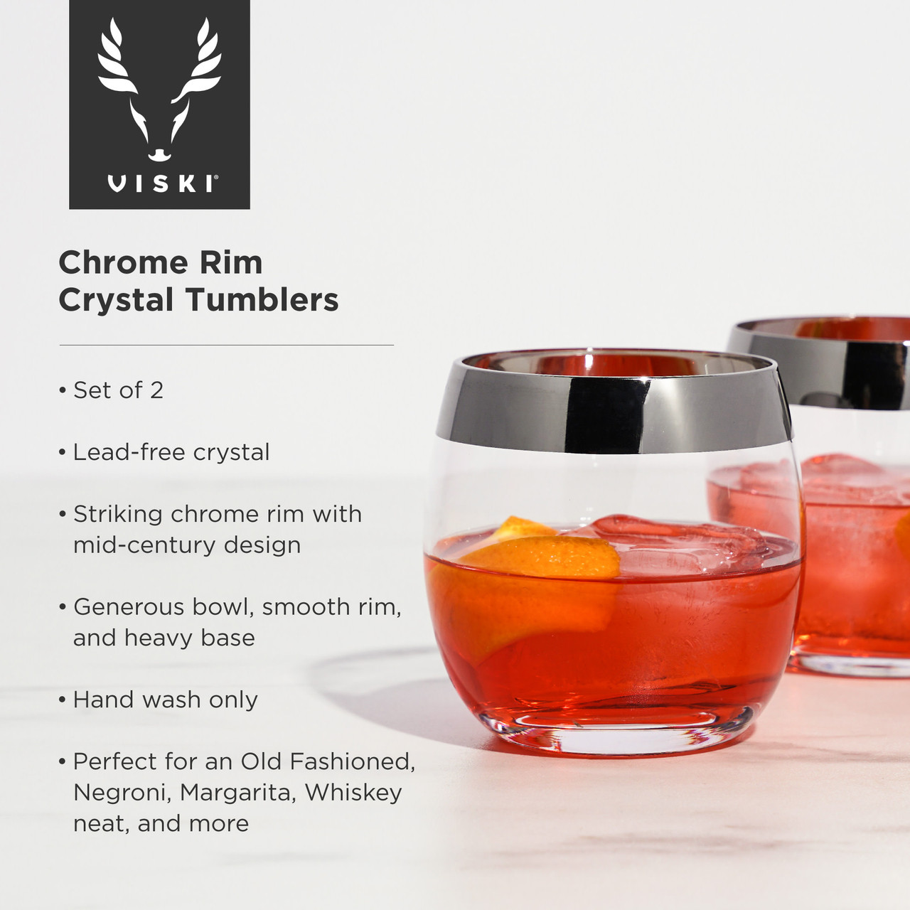 Chrome Rim Crystal Tumblers by Viski®