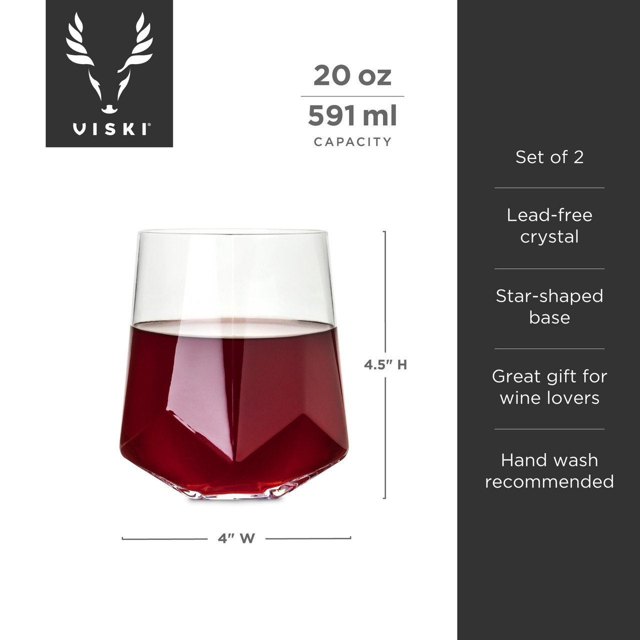 Faceted Crystal Wine Glasses by Viski®