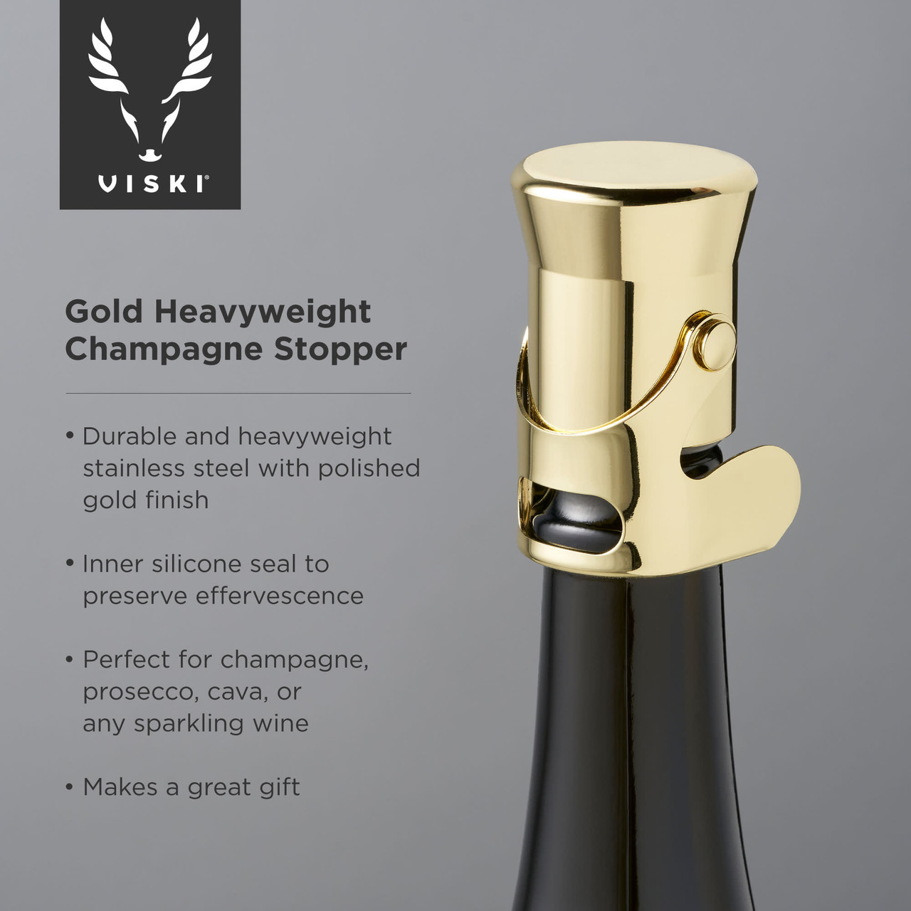 Gold Heavyweight Champagne Stopper by Viski®