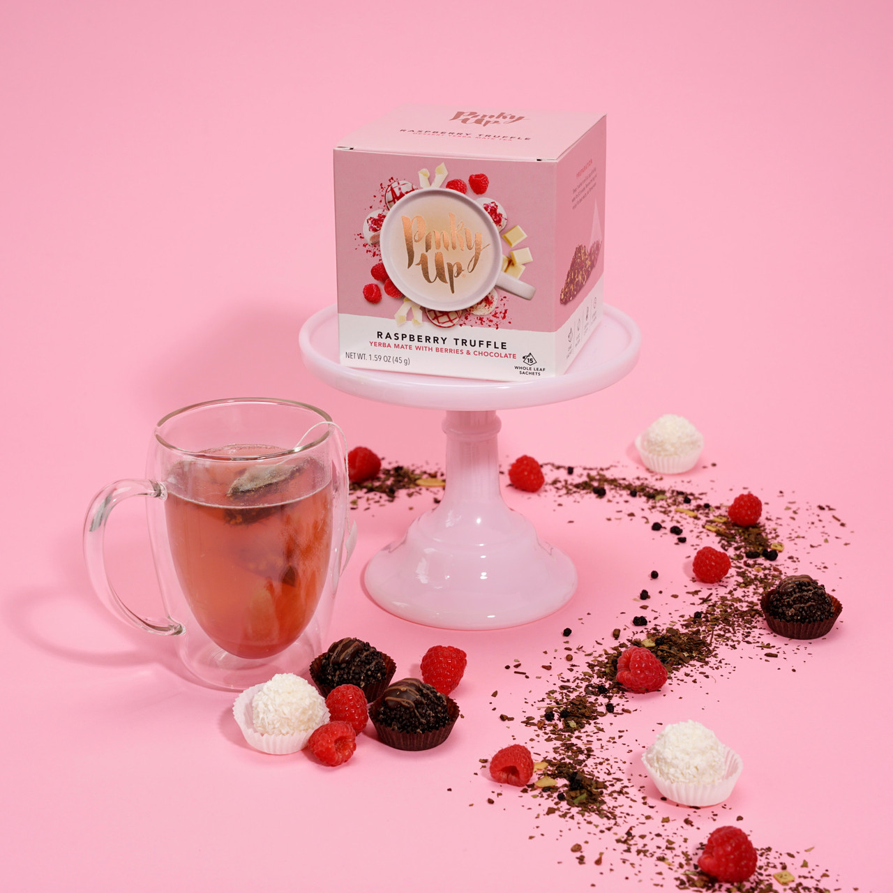 Raspberry Truffle Pyramid Tea Sachets by Pinky Up