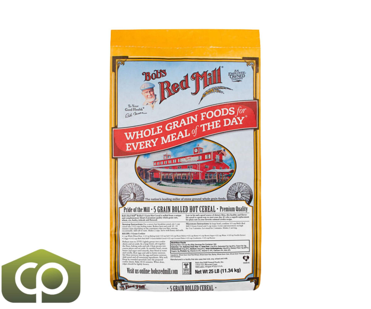 Bob's Red Mill 25 lbs. (11.34 kg) 5-Grain Rolled Cereal - Hearty Blend-Chicken Pieces