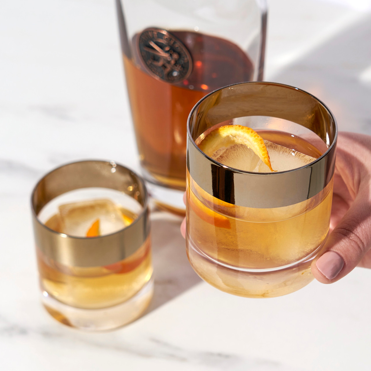 Bronze Rim Crystal Tumblers by Viski®