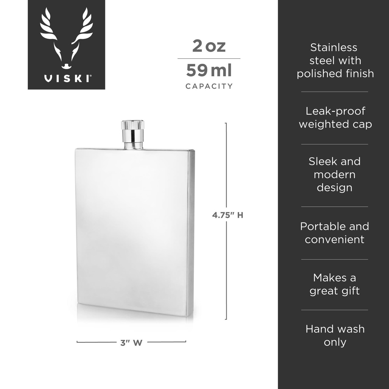 Stainless Steel Slim Flask by Viski®