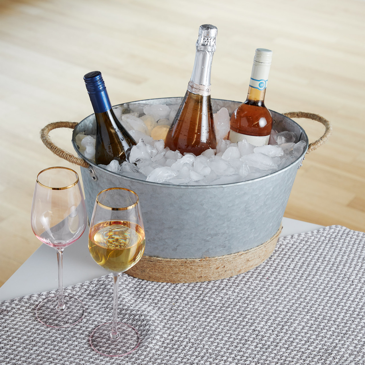 Jute Rope Wrapped Galvanized Tub by Twine®