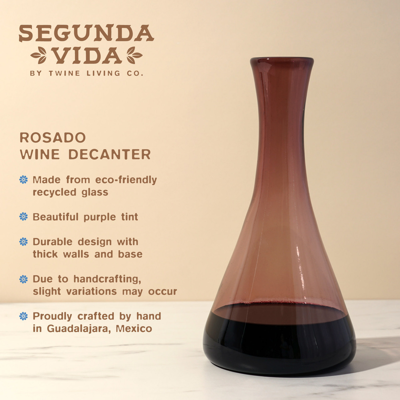 Rosado Recycled Wine Decanter by Twine Living