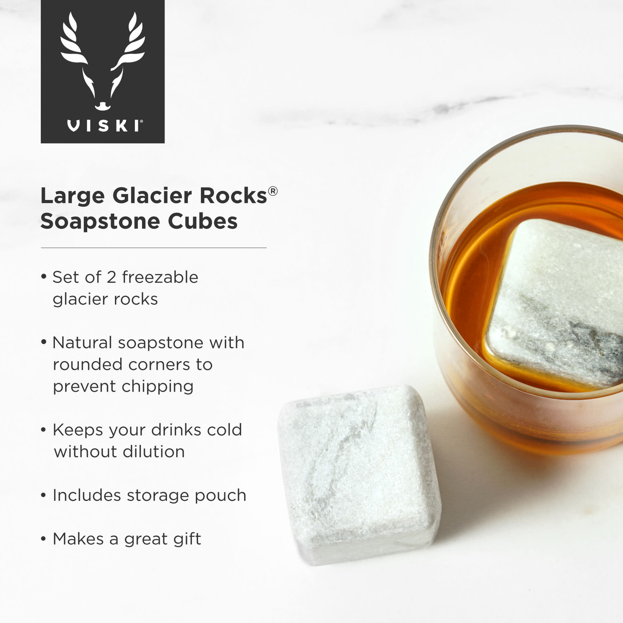 Large Glacier Rocks Soapstone Cubes by Viski