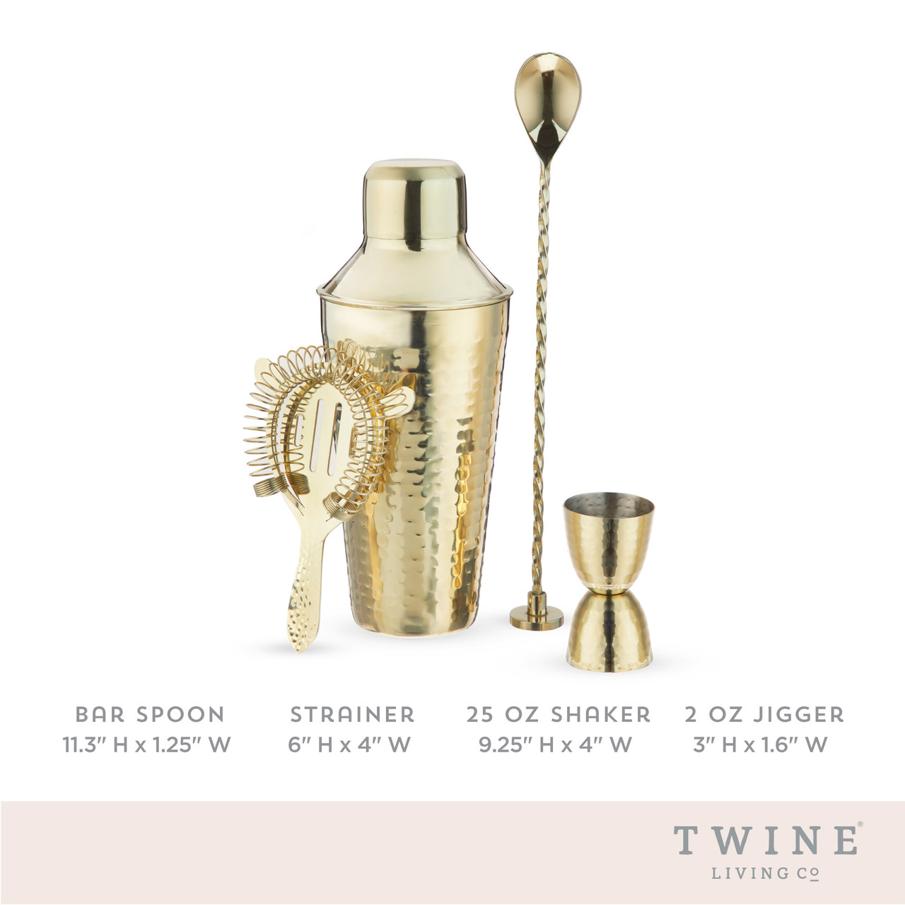 Gold Hammered Barware Set by Twine
