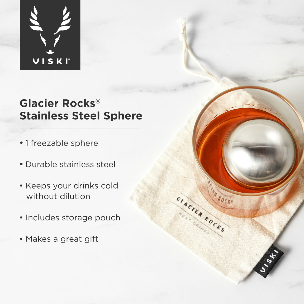 Glacier Rocks® Stainless Steel Sphere by Viski®
