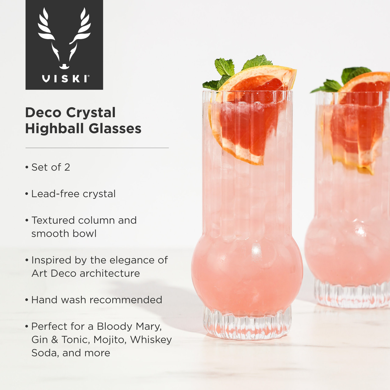 Deco Crystal Highball Glasses by Viski®