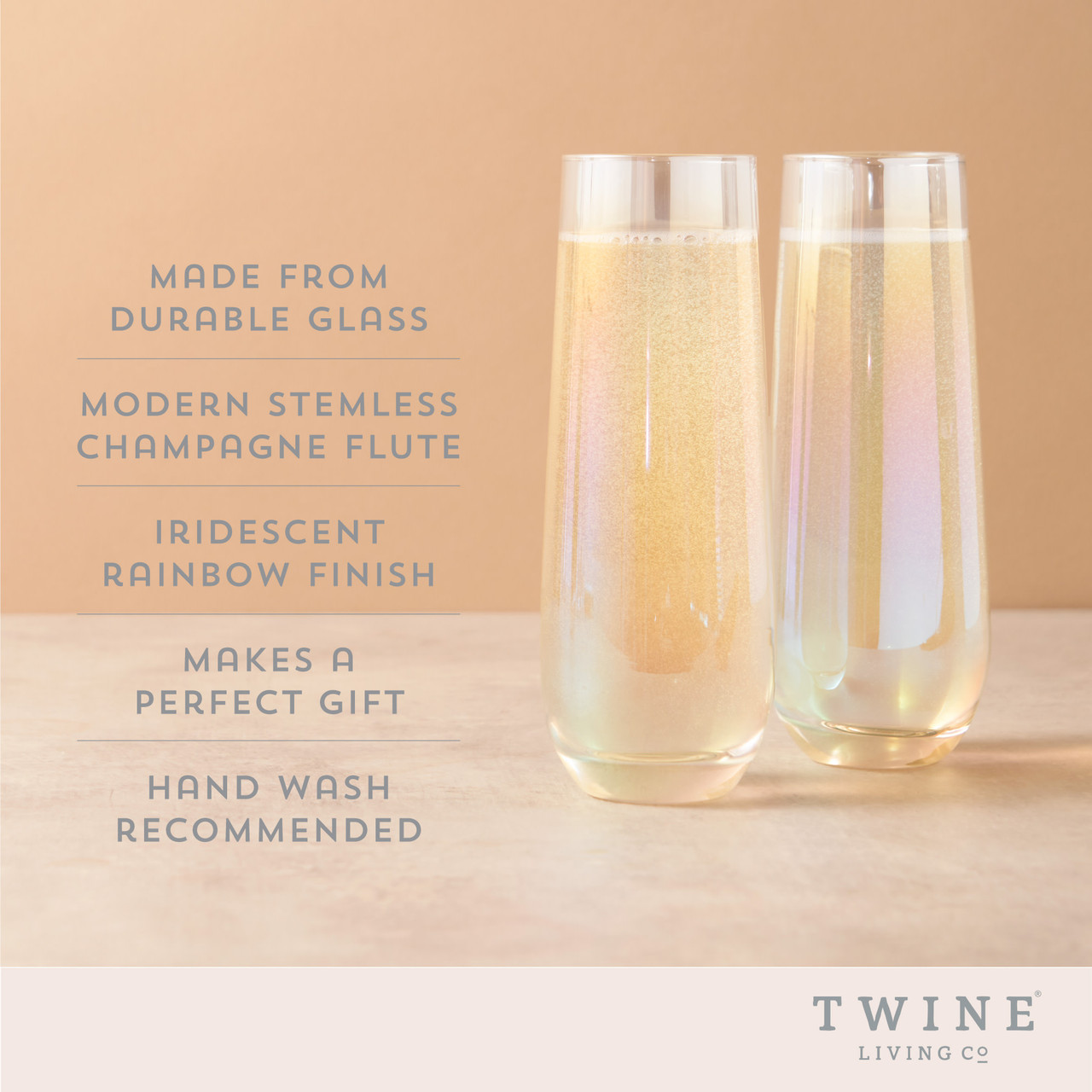 Luster Stemless Champagne Flute Set by Twine