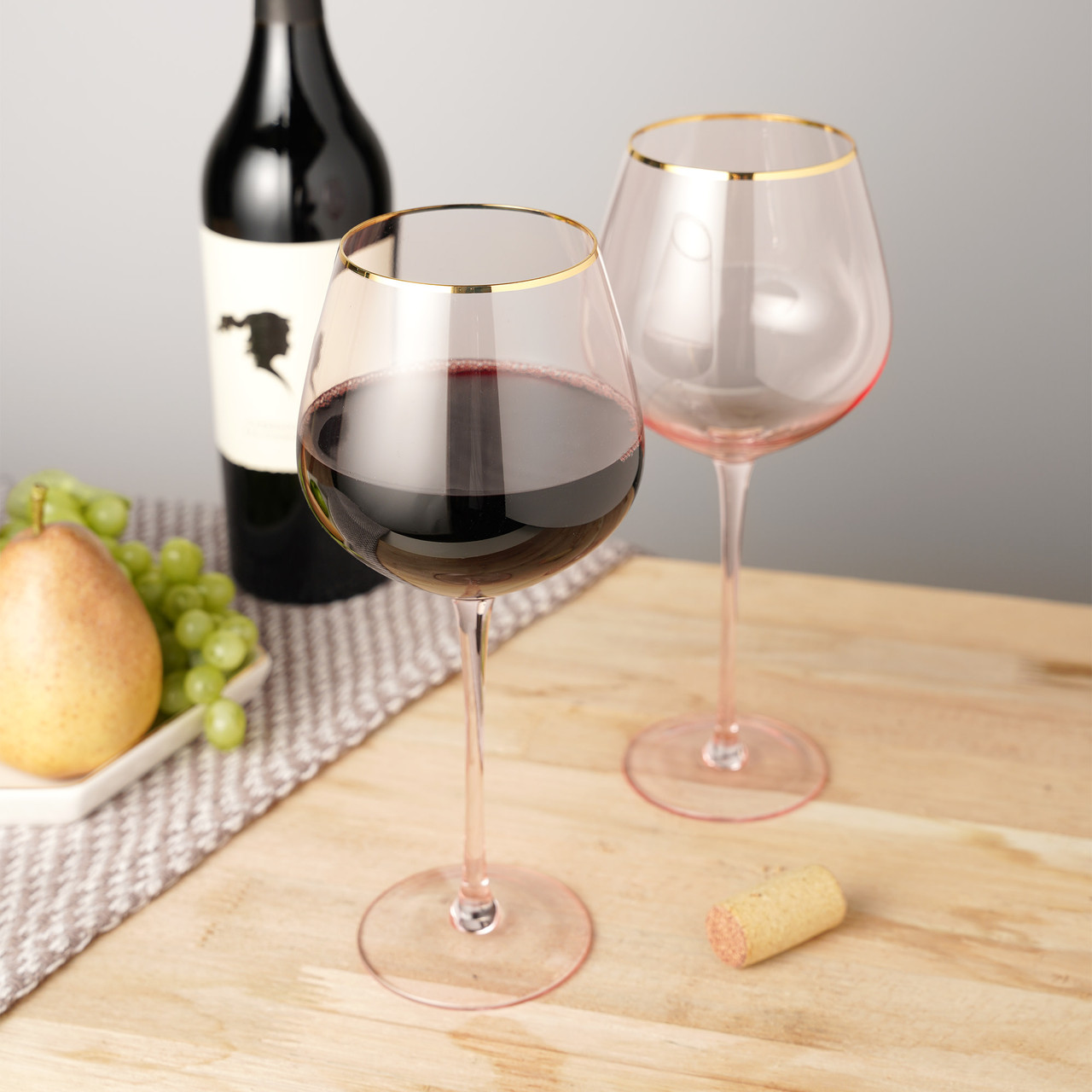 Rose Crystal Red Wine Glass Set by Twine®