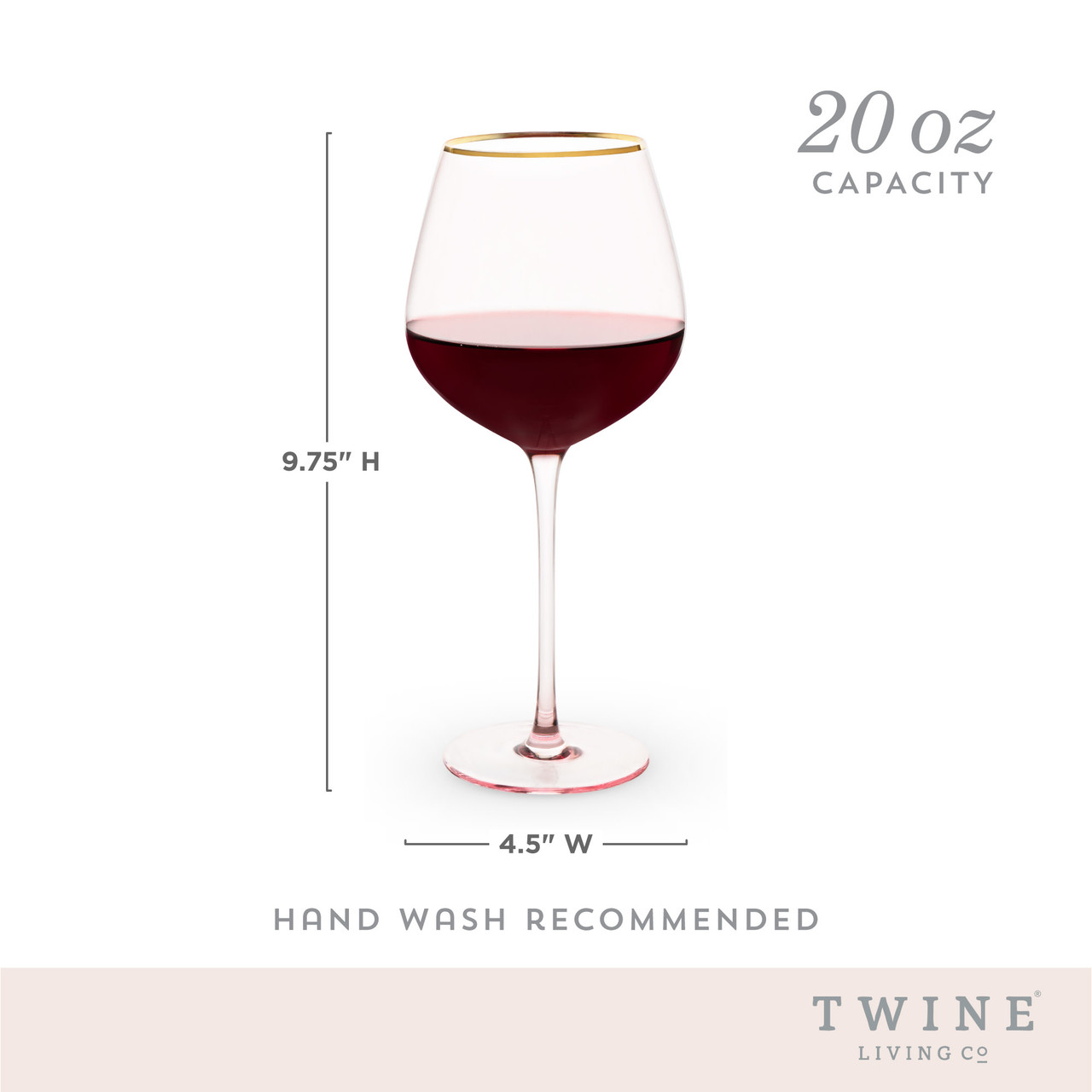 Rose Crystal Red Wine Glass Set by Twine®