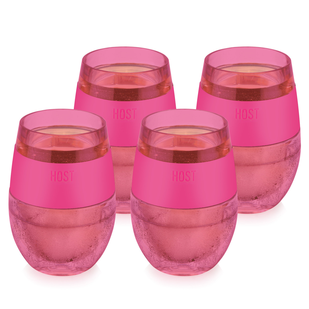 Wine FREEZE Cooling Cup in Translucent Magenta Set of 4 by