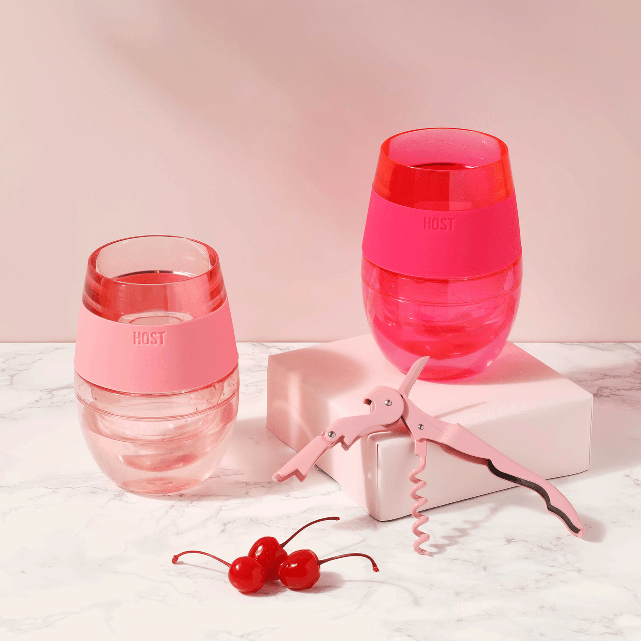 Wine FREEZE Cooling Cup in Translucent Magenta Set of 4 by