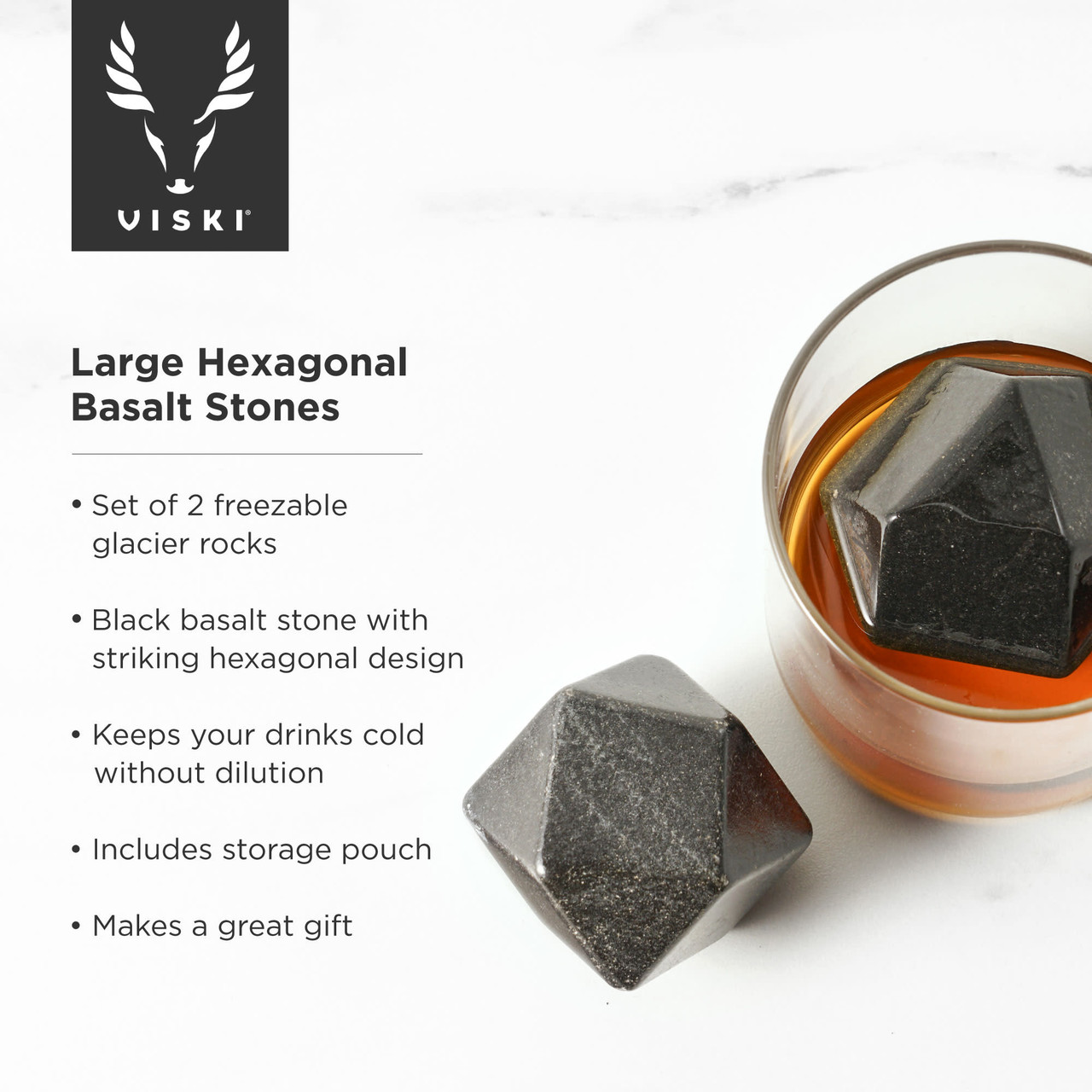 Large Hexagonal Basalt Stones, set of 2