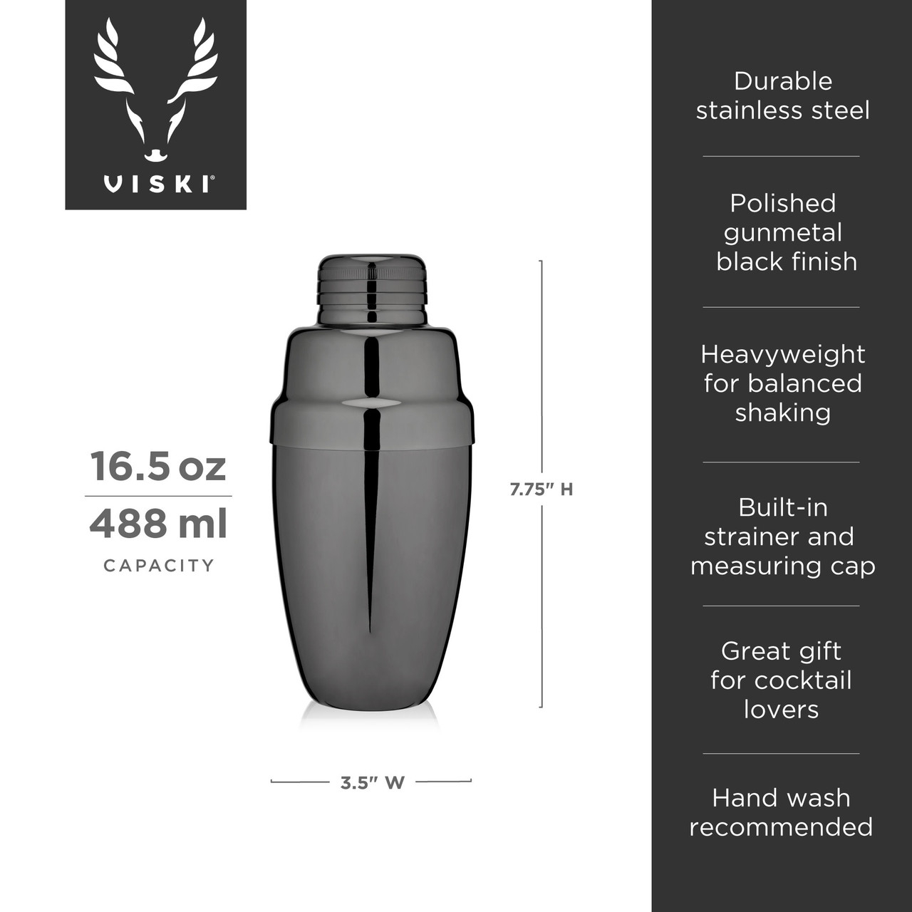 Gunmetal Heavyweight Cocktail Shaker by Viski®