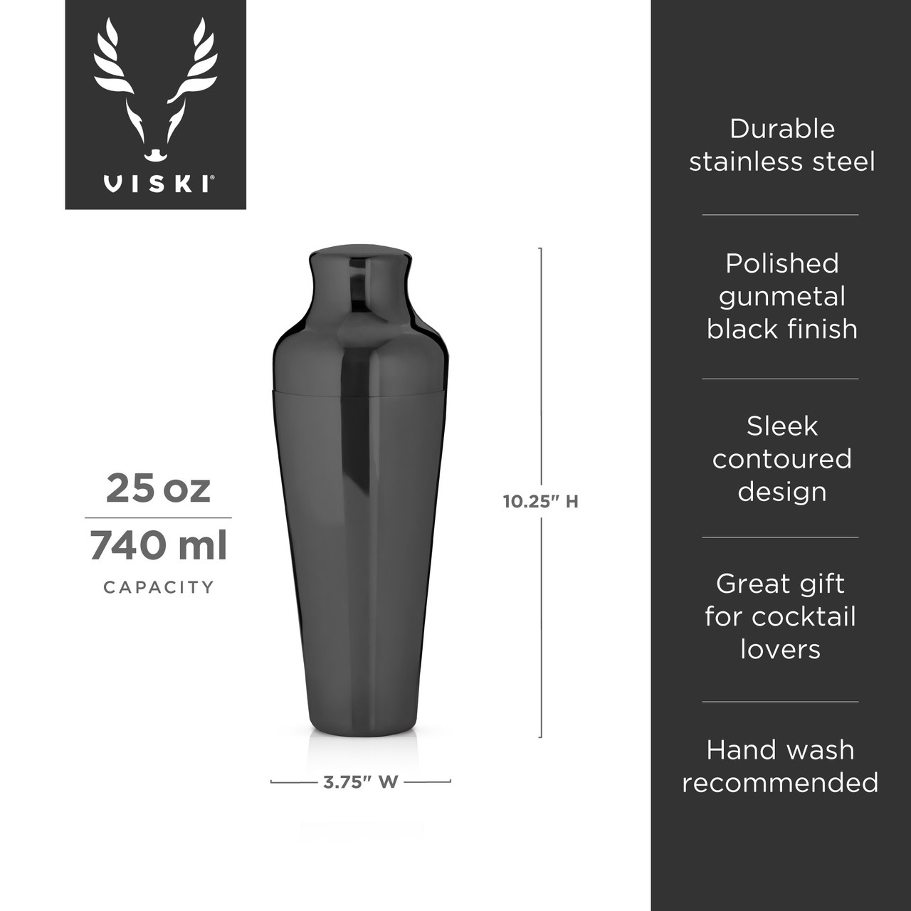 Gunmetal Parisian Cocktail Shaker by Viski®