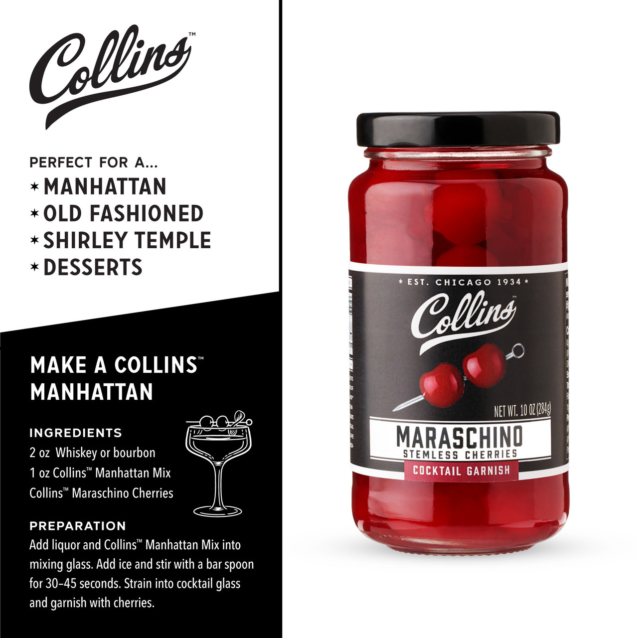 10 oz. Stemless Cocktail Cherries by Collins