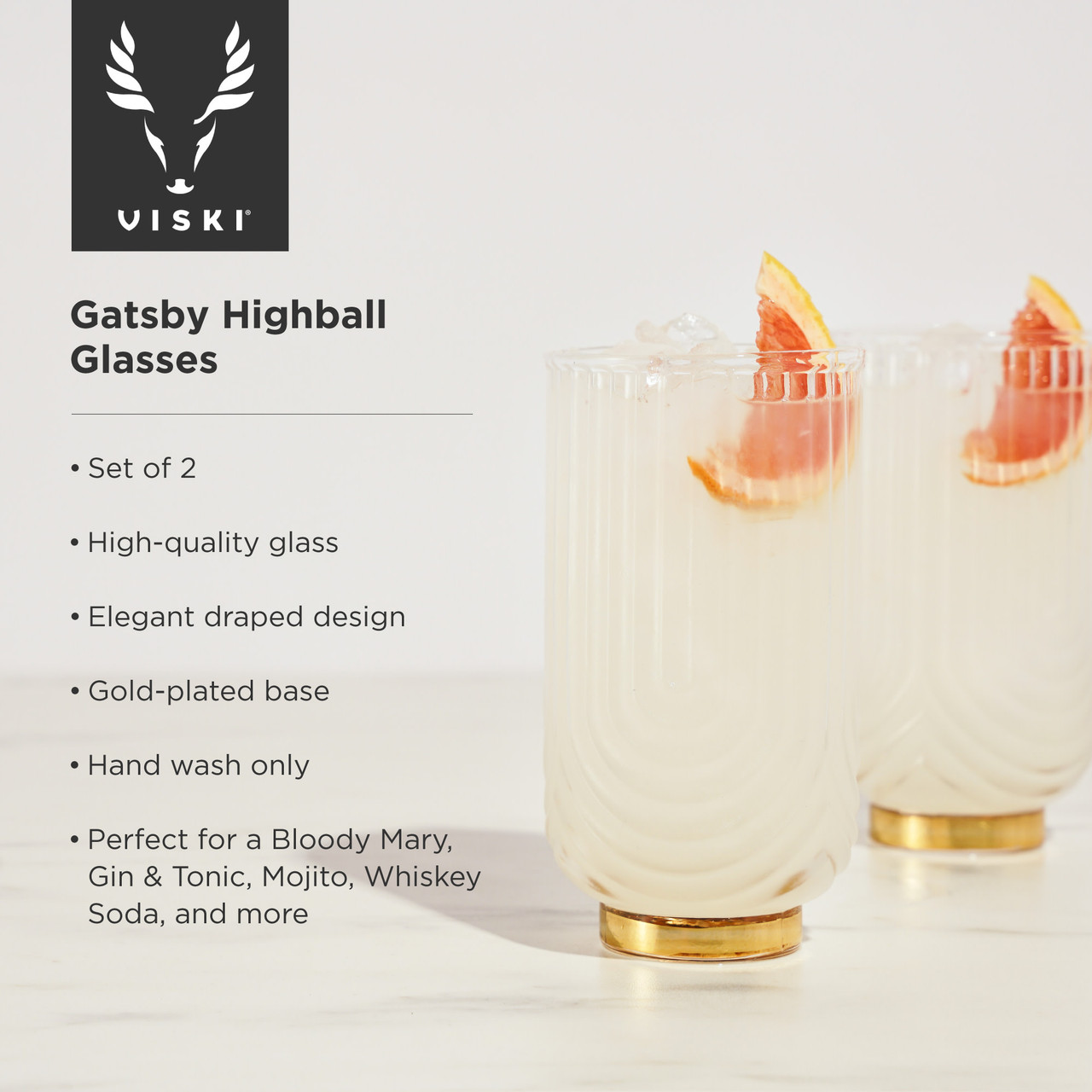 Gatsby Highball Glasses by Viski