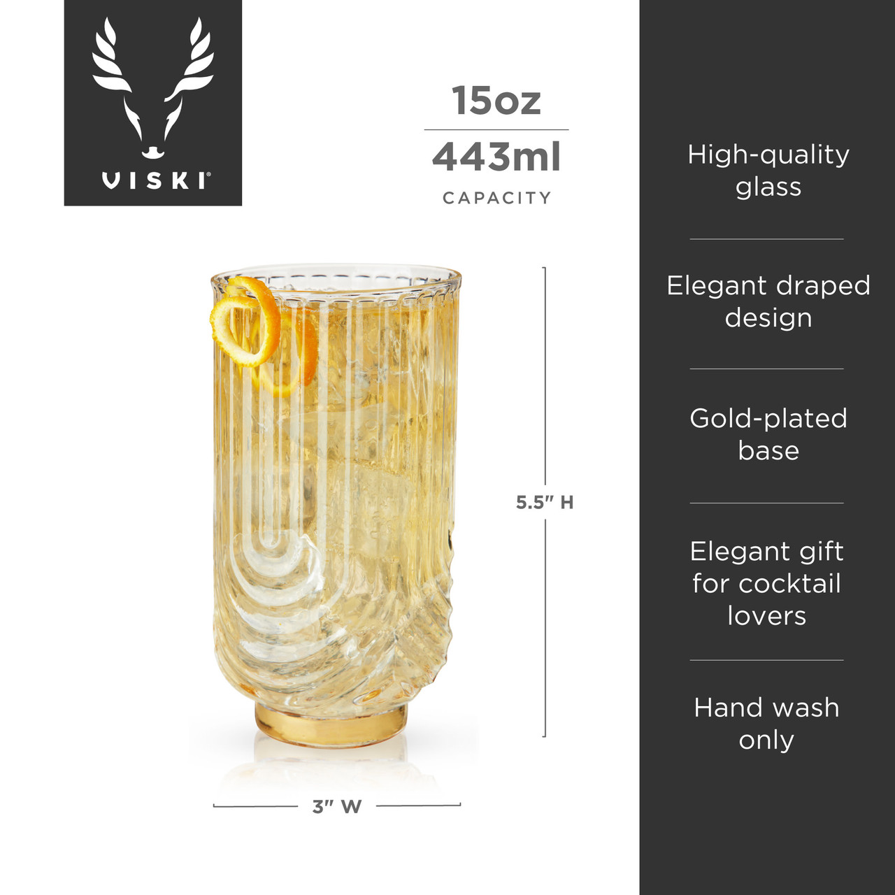 Gatsby Highball Glasses by Viski