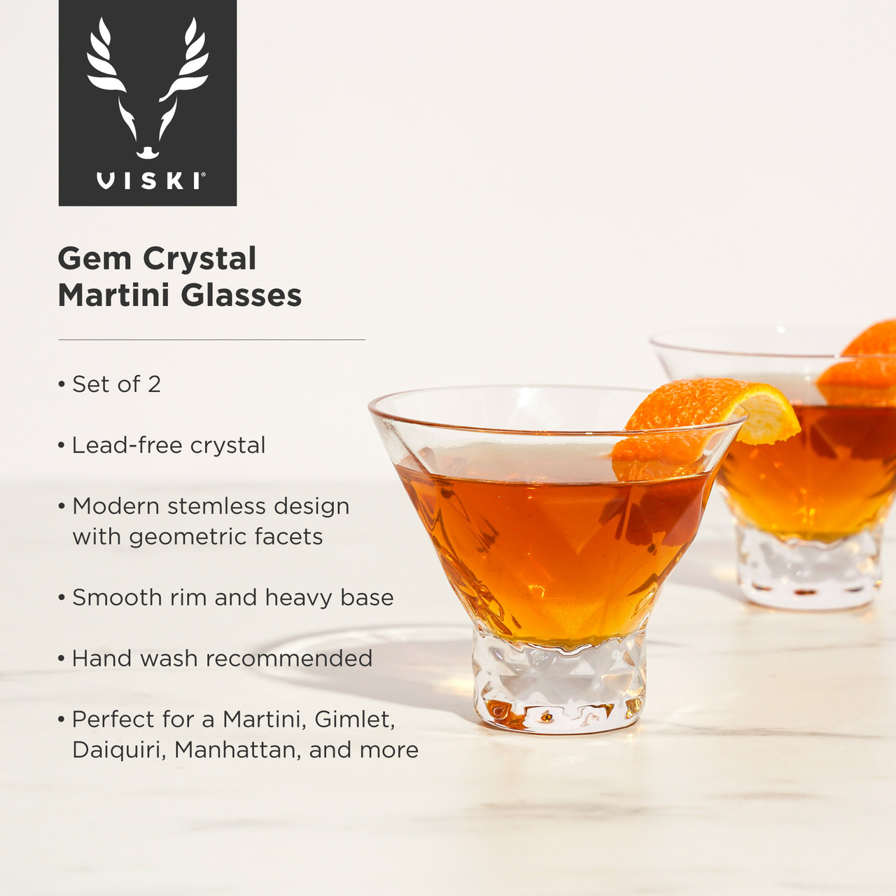 Gem Crystal Martini Glasses by Viski®