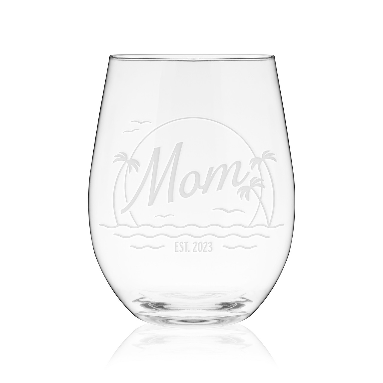 Beach Mom, Est. 2023 Stemless Wine Glass