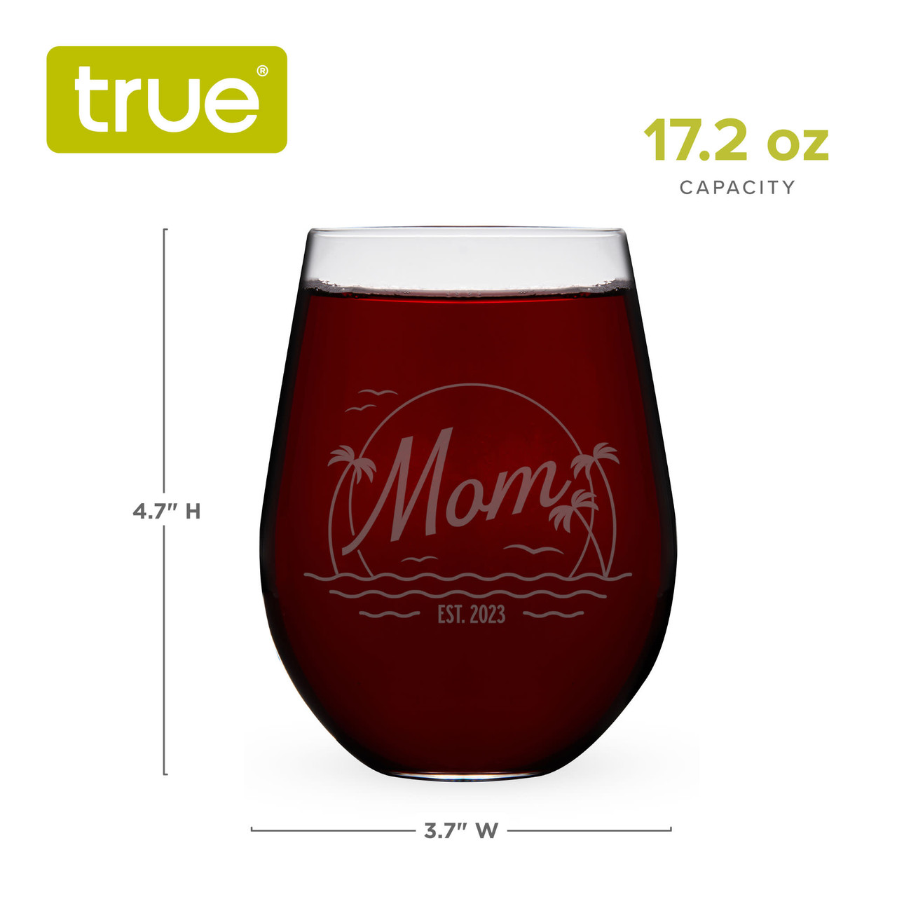 Beach Mom, Est. 2023 Stemless Wine Glass