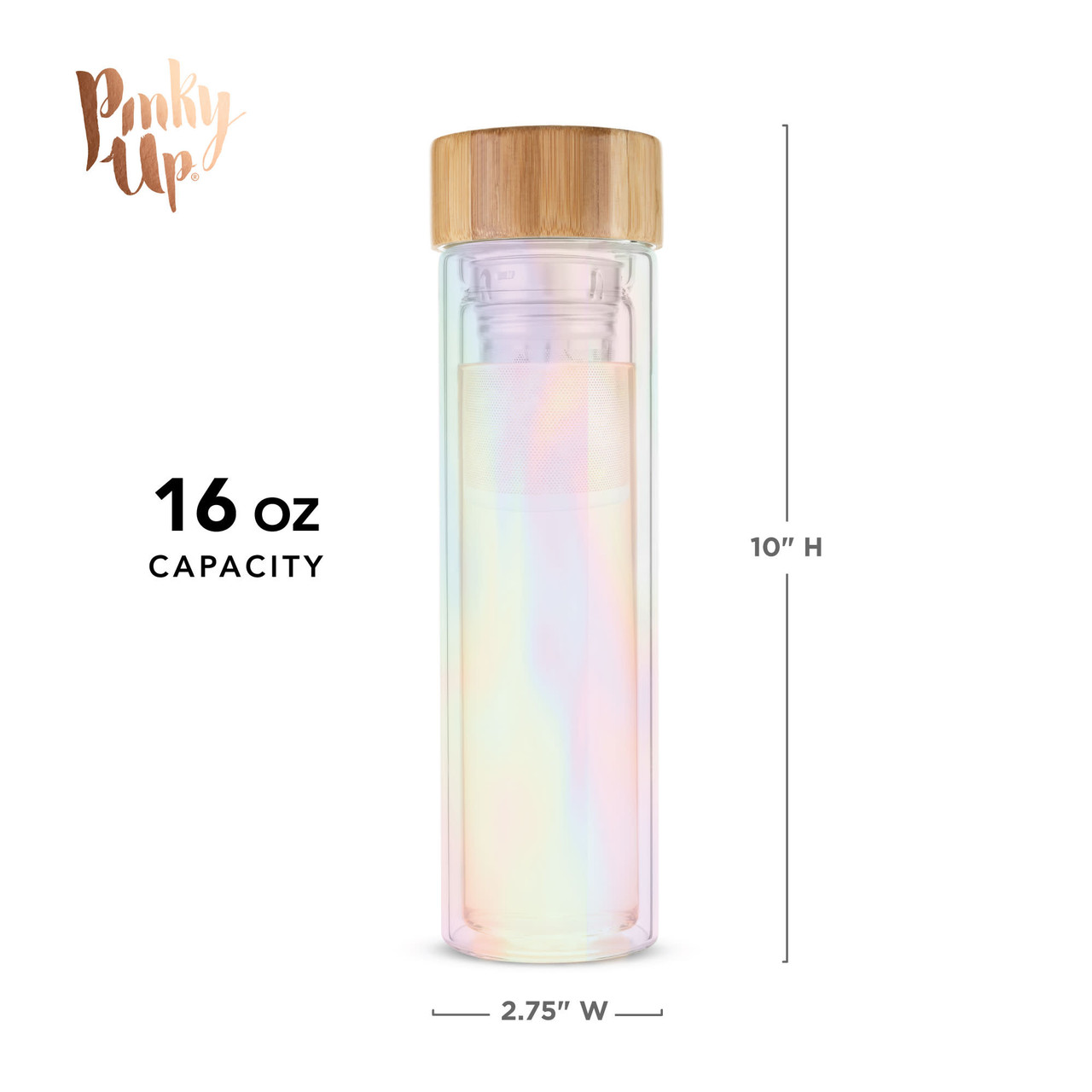 Blair Iridescent Glass Travel Infuser Mug by Pinky Up