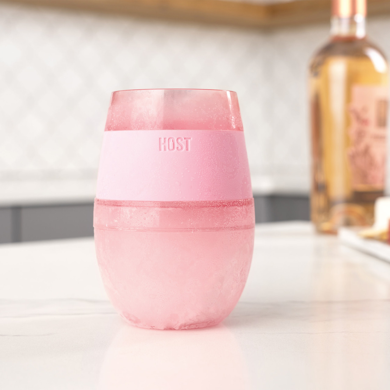 Wine FREEZE Cooling Cup in Translucent Pink Set of 4 by HOST
