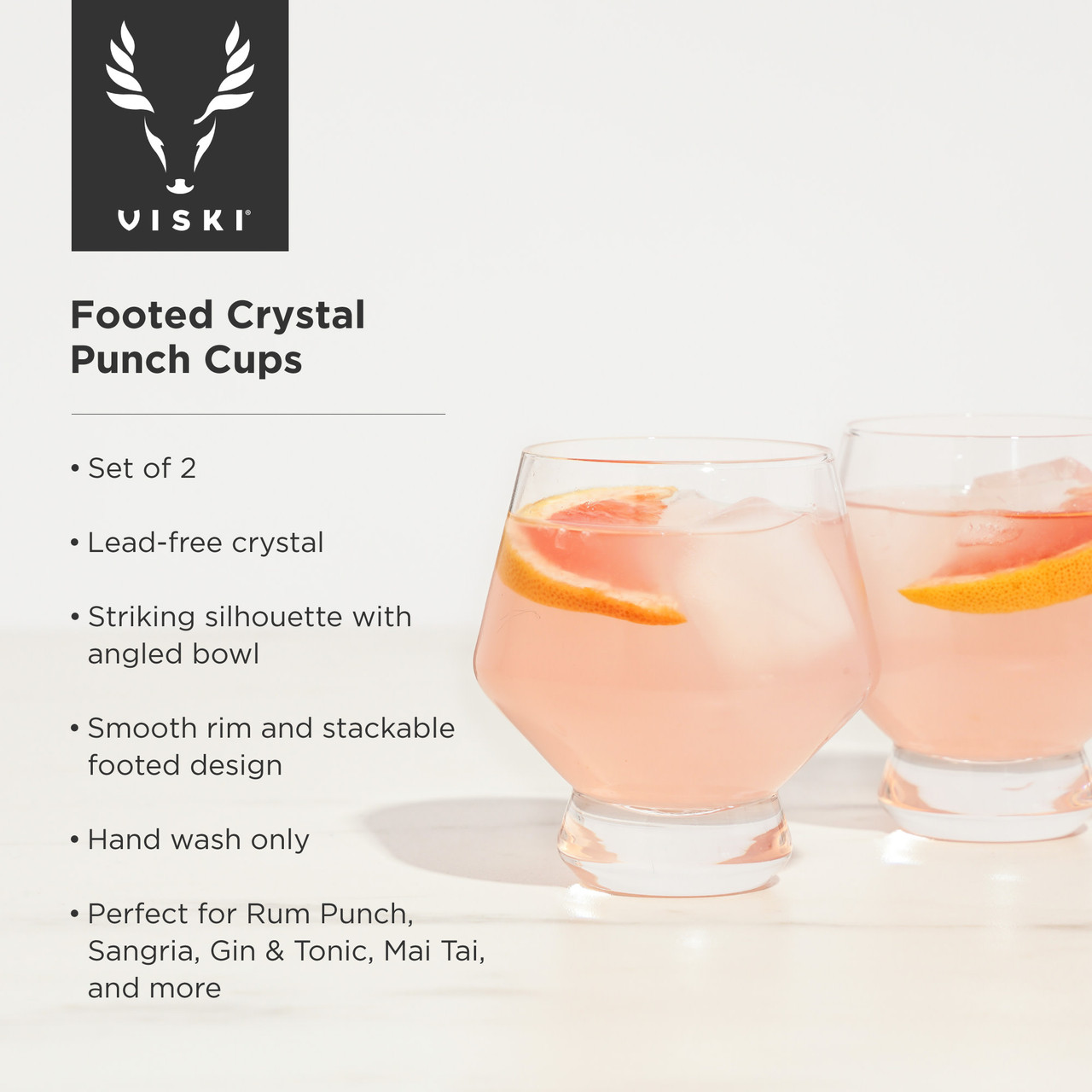 Footed Crystal Punch Cups by Viski®