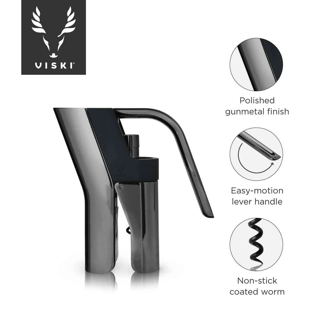 Gunmetal Heavyweight Lever Corkscrew by Viski®