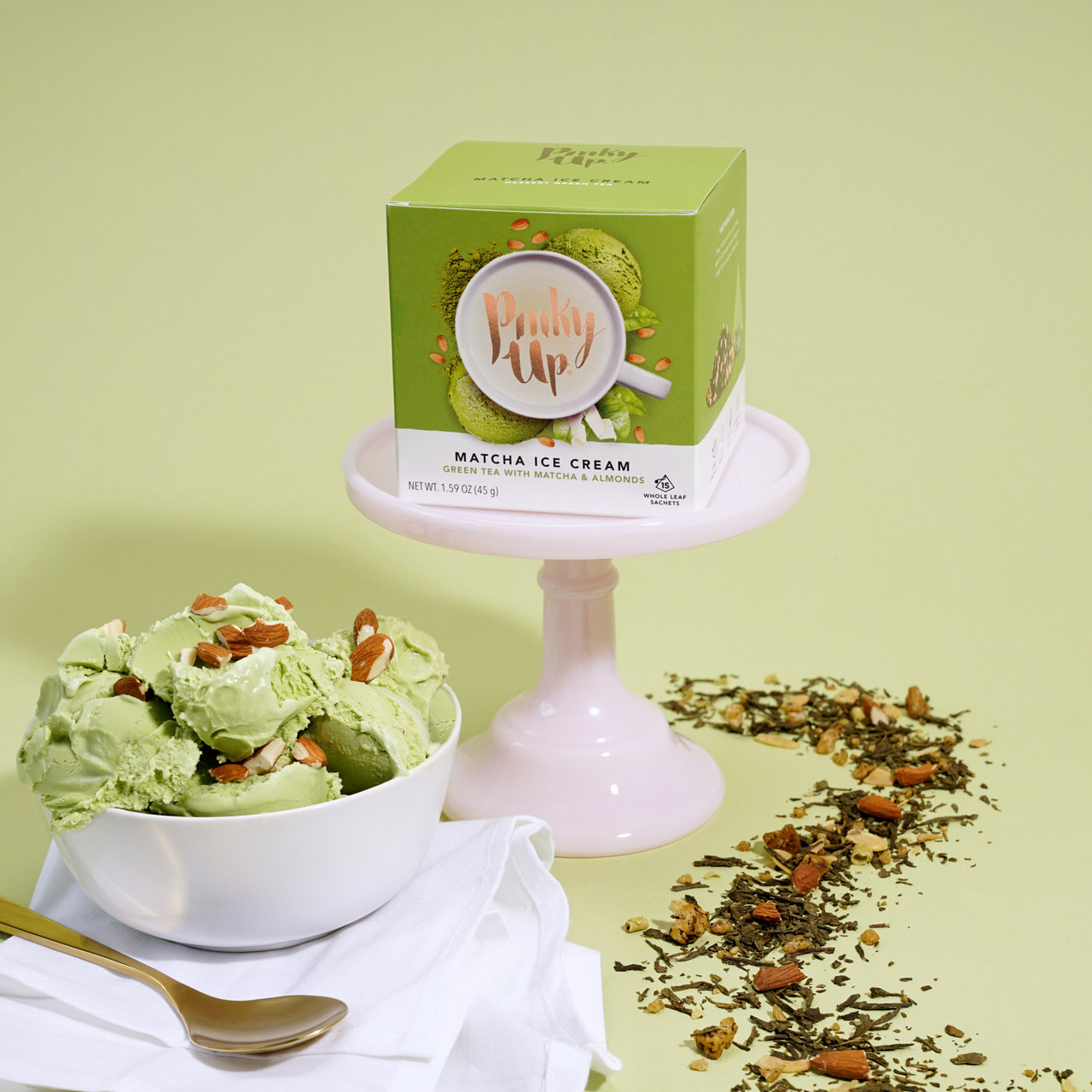 Matcha Ice Cream Pyramid Tea Sachets by Pinky Up