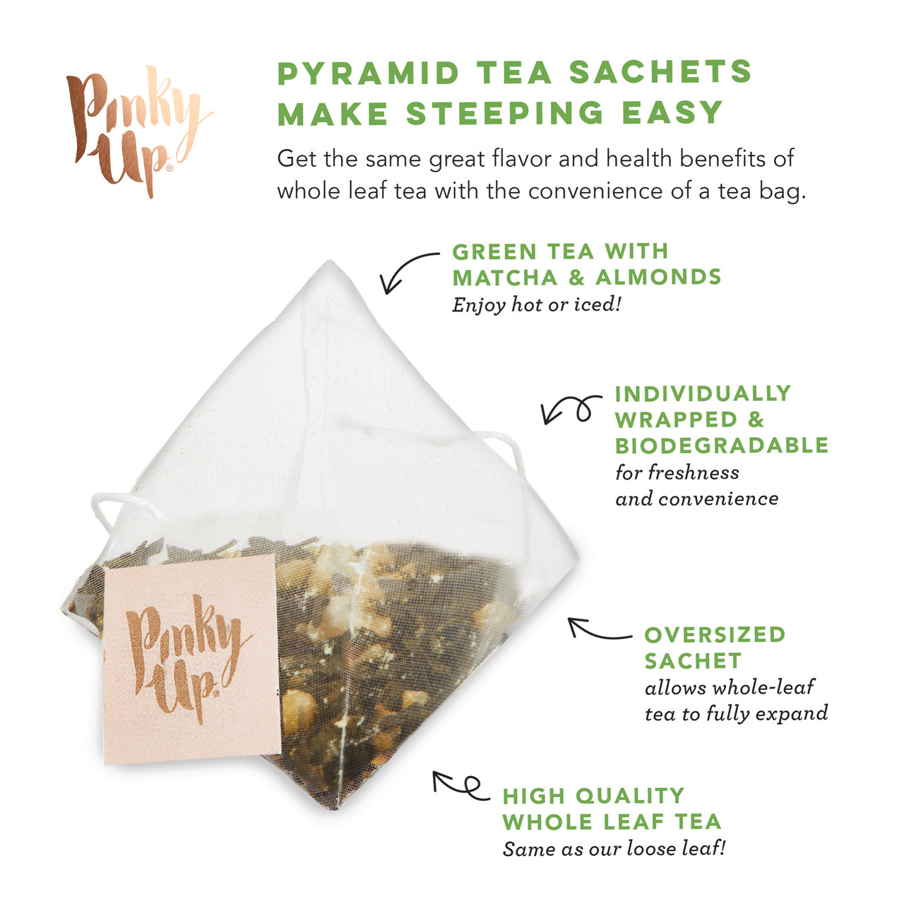 Matcha Ice Cream Pyramid Tea Sachets by Pinky Up