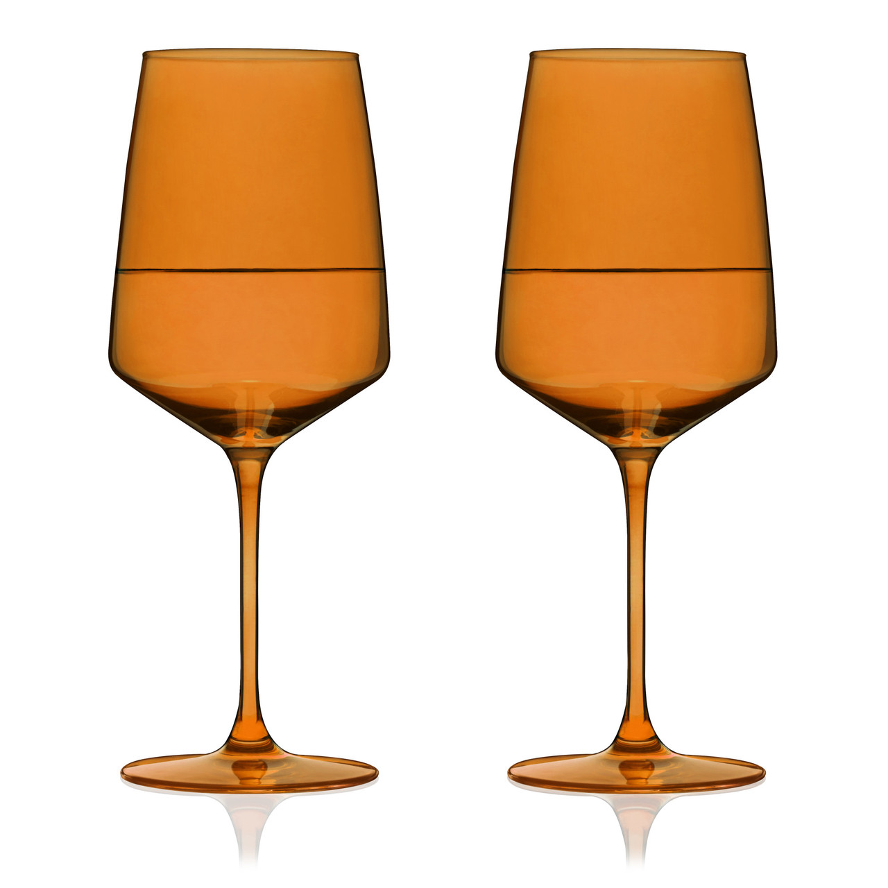 Reserve Nouveau Crystal Wine Glasses in Amber By Viski (set